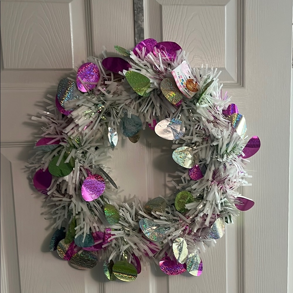 Festive White and Multicolor Holiday Wreath